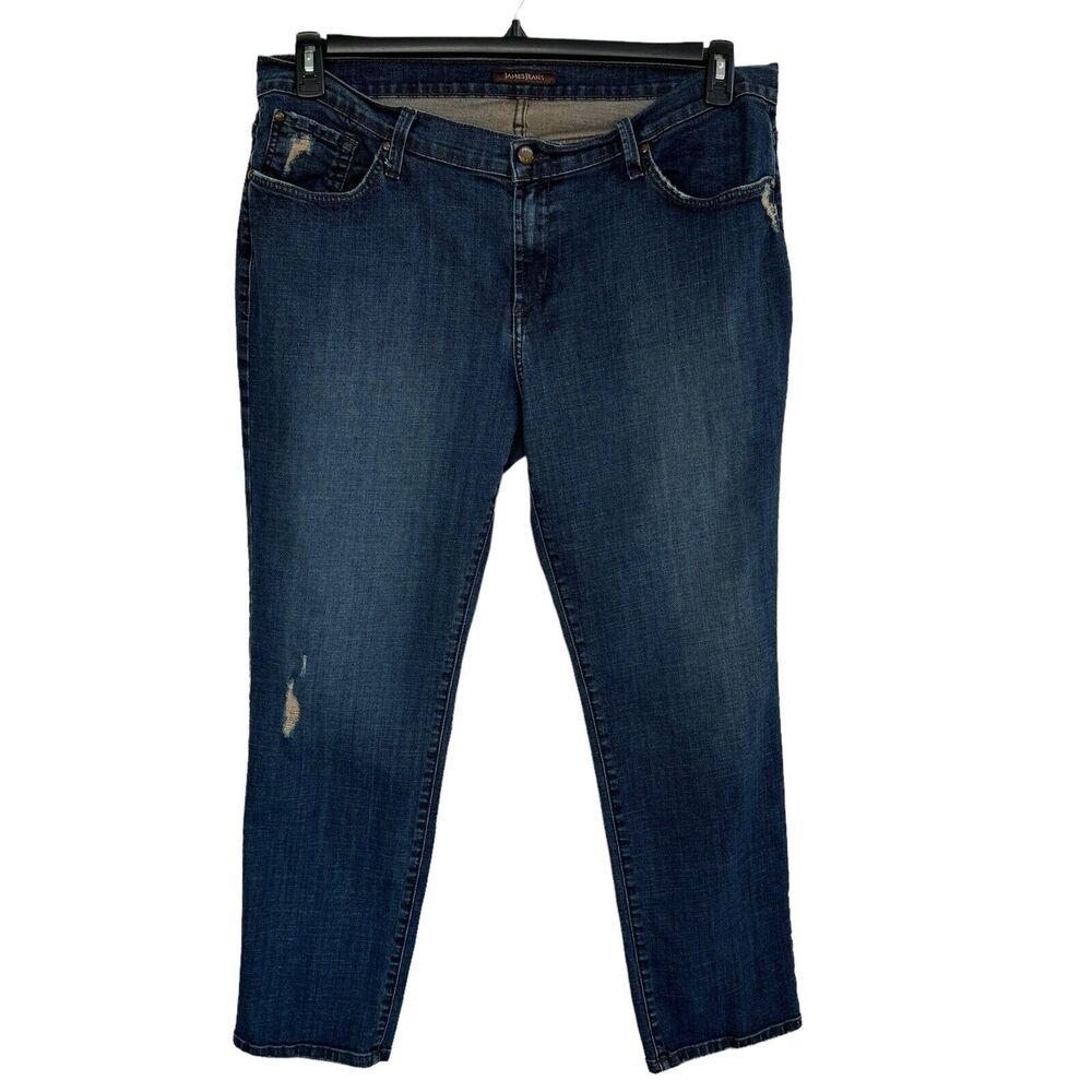 James Jeans SZ 18 Skinny Distressed Mid-Rise Zip-Fly Stretch Ginger Wash Womens